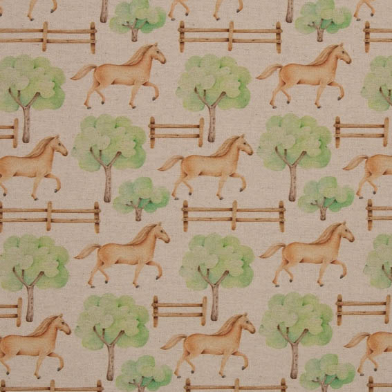 Canvas beige met paarden en bomen